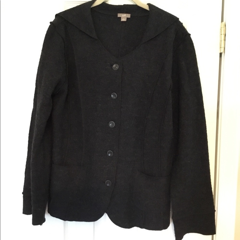 EUC JJill wool button up hoodie jacket